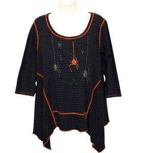 🔵BOGO FREE🔵 Halloween Spooky Spider Three Quarter Sleeve Top Sz L